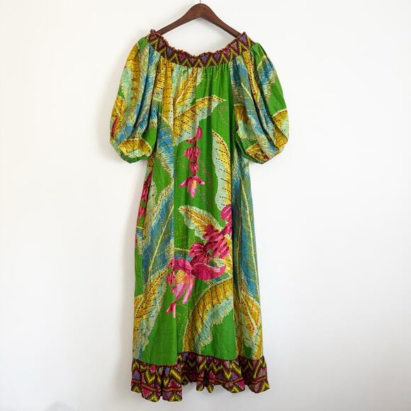 FARM RIO Banana Leaves Off Shoulder Midi Dress Small S - Picture 9 of 13
